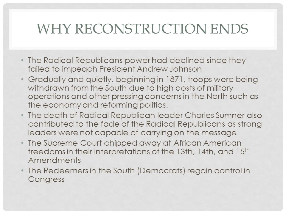 Why Was Reconstruction A Failure?